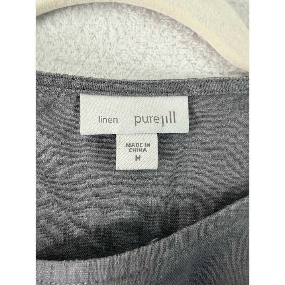 Pure Jill J.Jill M Charcoal 100% Linen Peplum Tunic Top 3/4 Sleeve - Picture 4 of 6